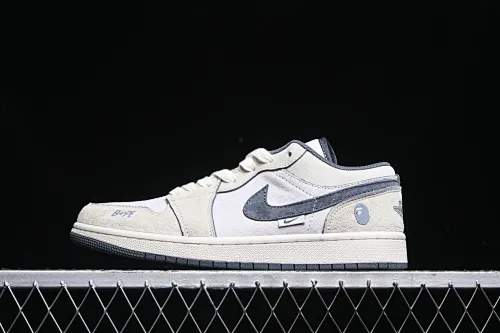 All categories Air Jordan Jordan series basketball shoes Air Jordan 1 Low High-end customized low-top sneakers Air Jordan 1 Low AJ1 Joe 1 Bape joint-Quanzhuba light coffee gray hook High-end customized low-top retro basketball shoes DM9188-008